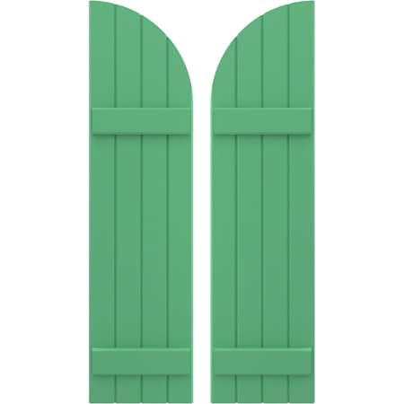 Ekena Millwork Americraft 4-Board (2 Batten) Wood Joined Board-n-Batten Shutters w/ Arch Top, ARW101BQ414X35LPH, PR ARW101BQ414X35LPH
